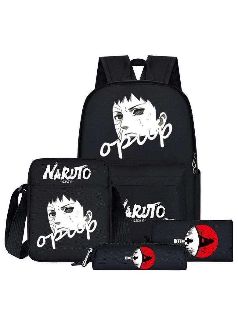 Naruto backpack four-piece suit men's and women's leisure sports travel backpack student school backpack