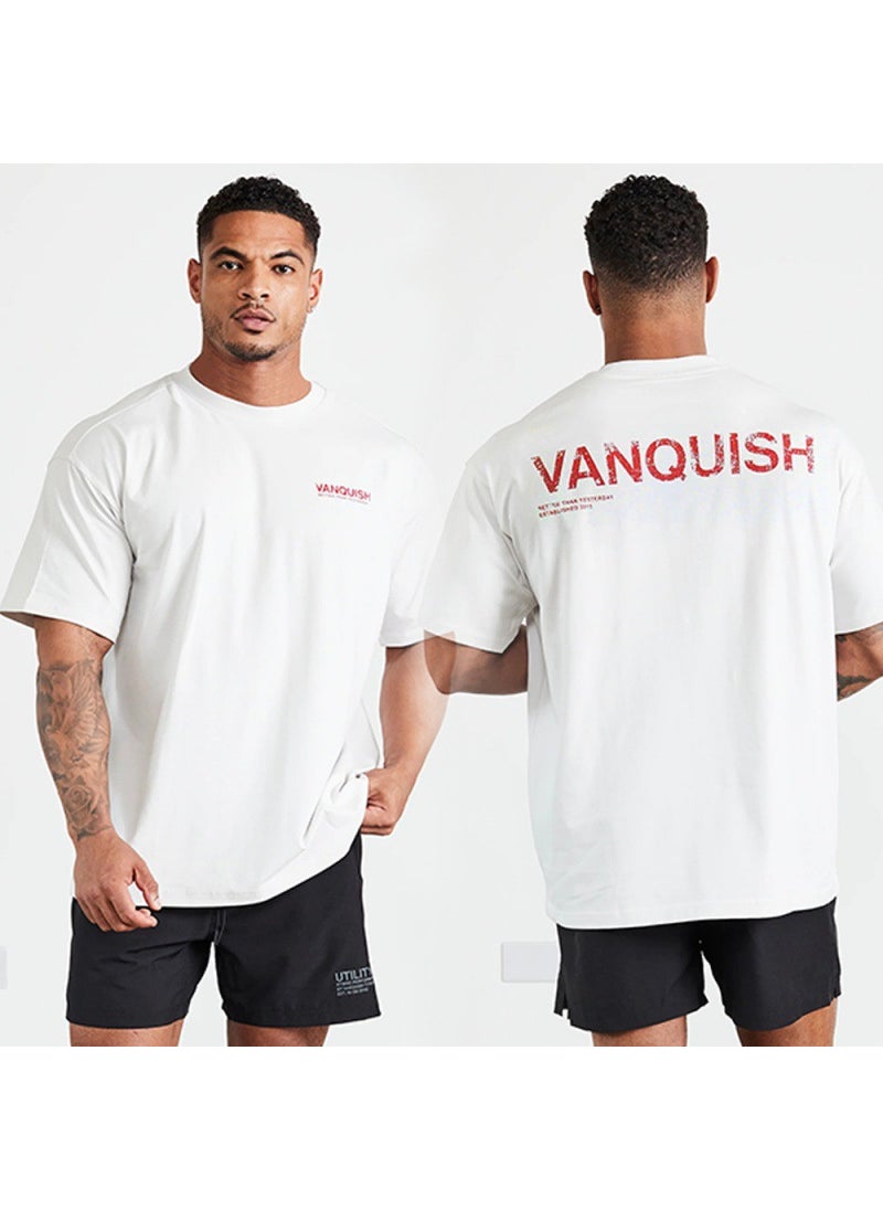 Generic - Vq Sports Fitness Style Loose Short-Sleeved T-Shirt Mens Running Casual European and American Cotton Iron Exercise Clothing Dropshipping black - Image 1