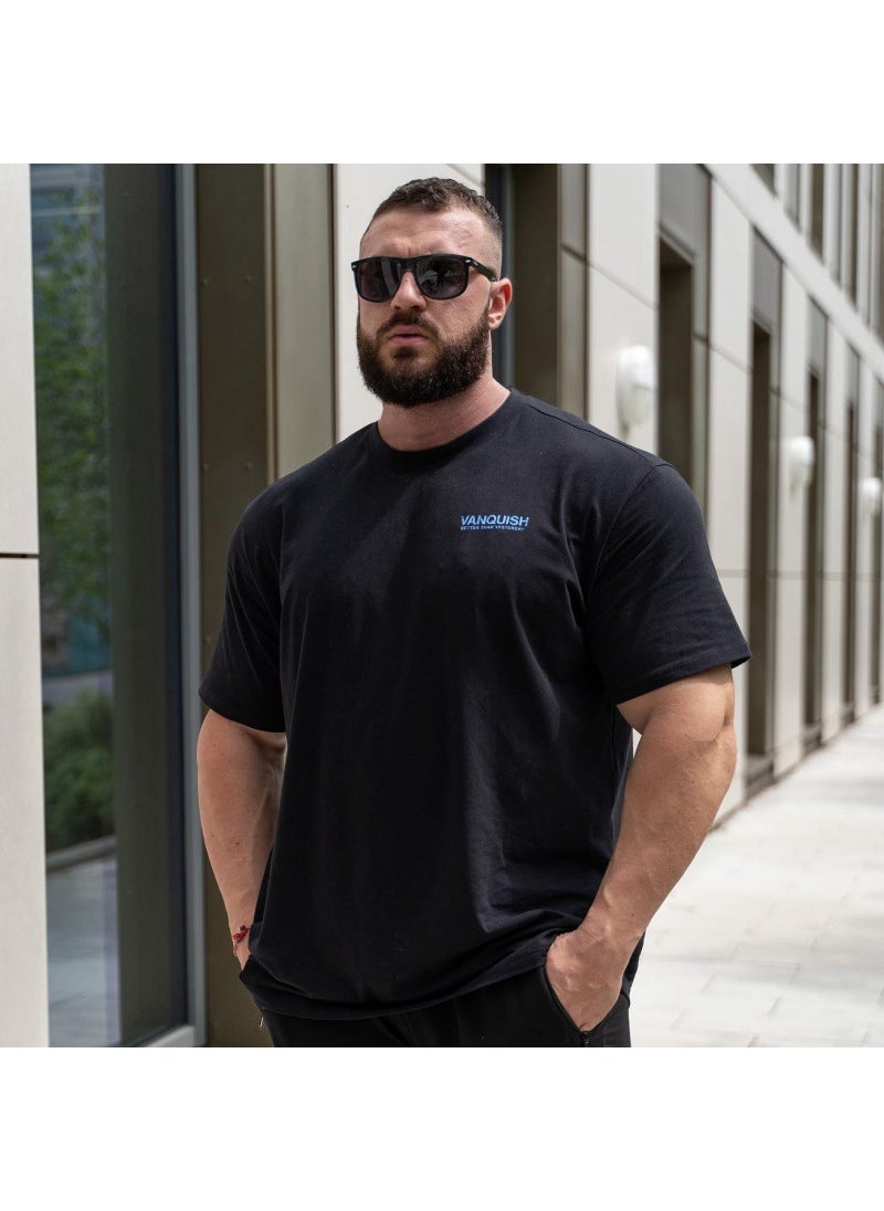 Generic - Vq Sports Fitness Style Loose Short-Sleeved T-Shirt Mens Running Casual European and American Cotton Iron Exercise Clothing Dropshipping black - Image 1