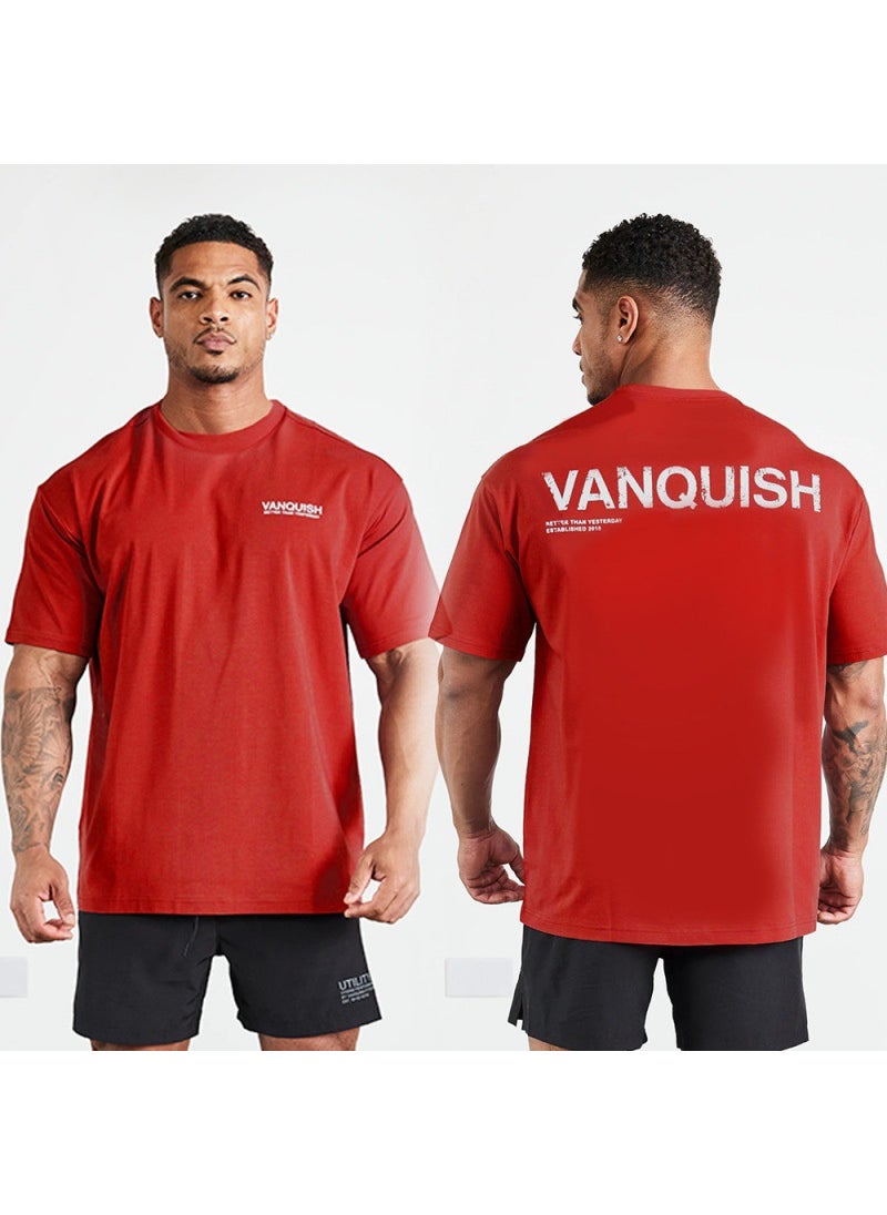 Generic - Vq Sports Fitness Style Loose Short-Sleeved T-Shirt Mens Running Casual European and American Cotton Iron Exercise Clothing Dropshipping black - Image 1