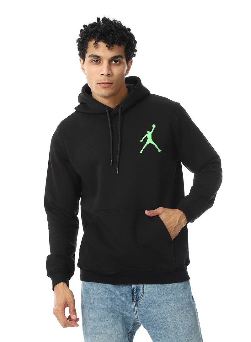 Andora Kangaroo Pockets Fleeced Hoodie_Black  - Image 1