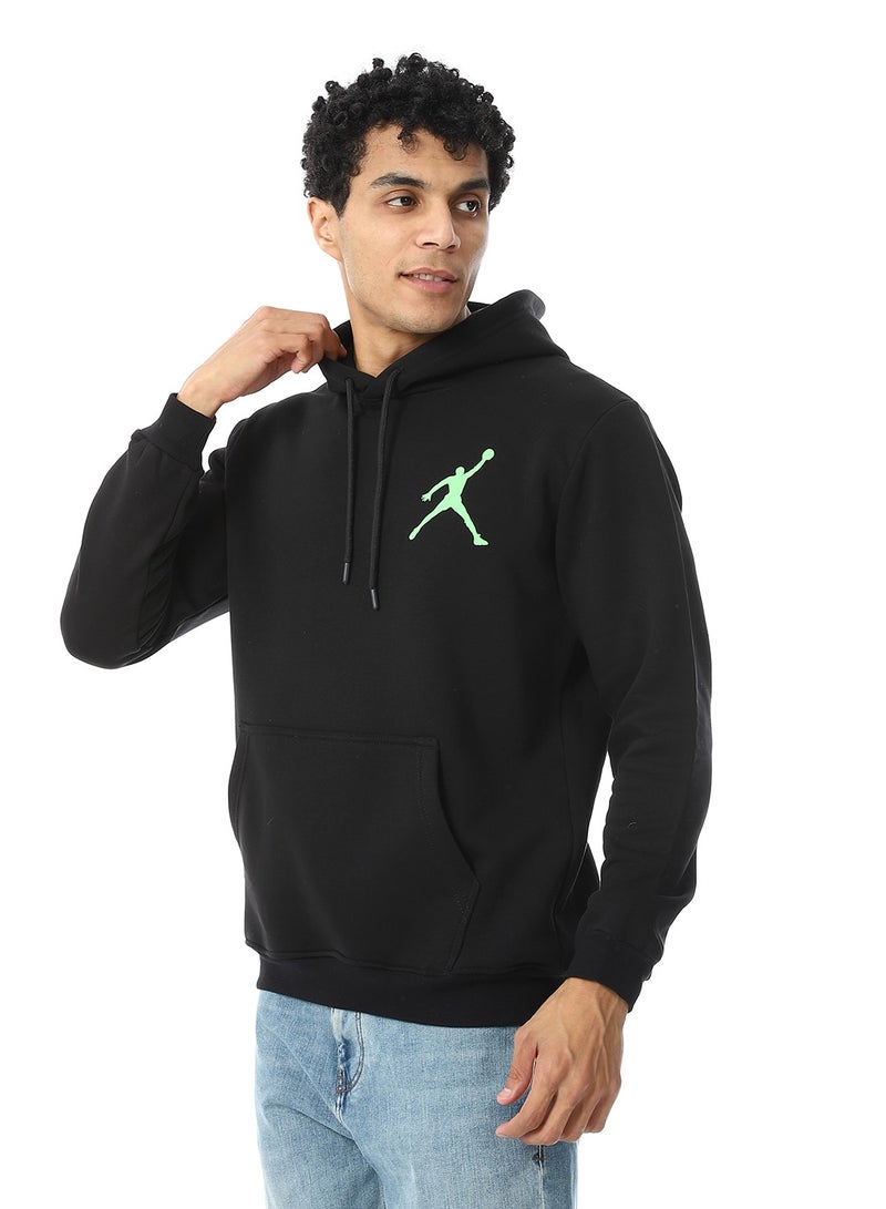 Andora Kangaroo Pockets Fleeced Hoodie_Black  - Image 2