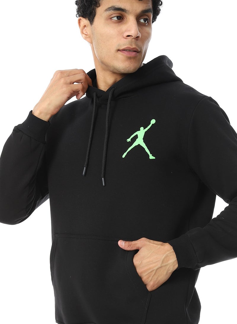Andora Kangaroo Pockets Fleeced Hoodie_Black  - Image 4
