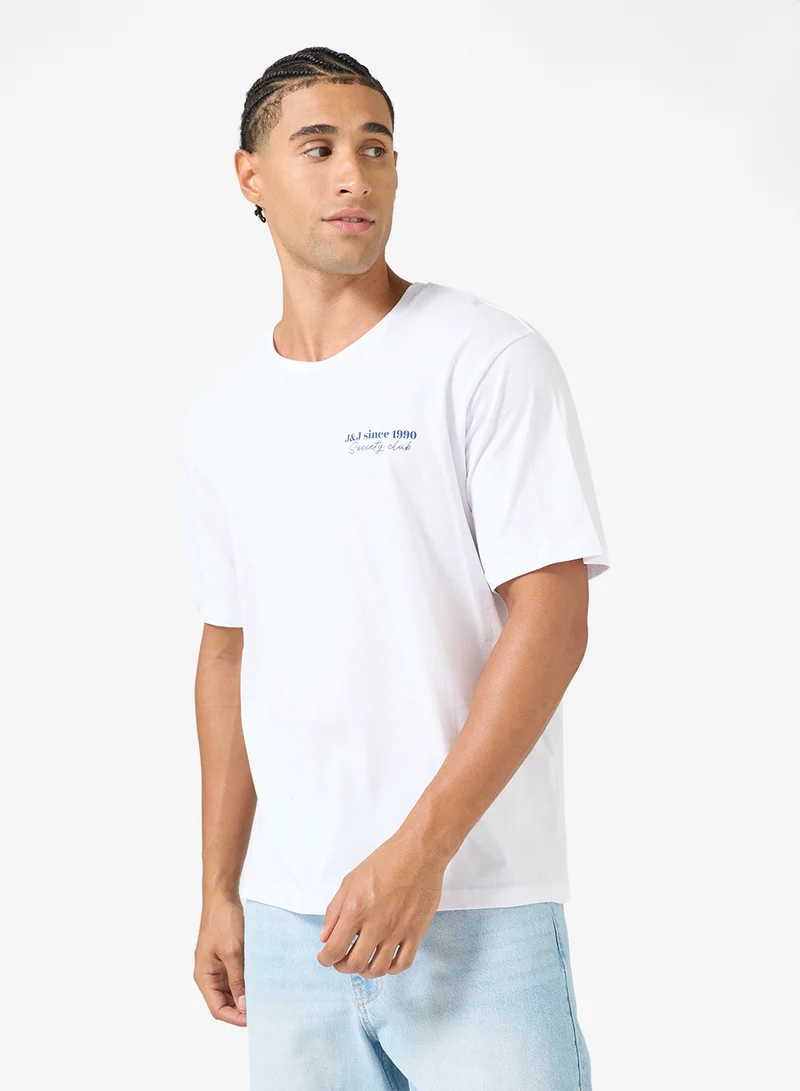 JACK & JONES Text Print Regular Fit Crew Neck T-Shirt