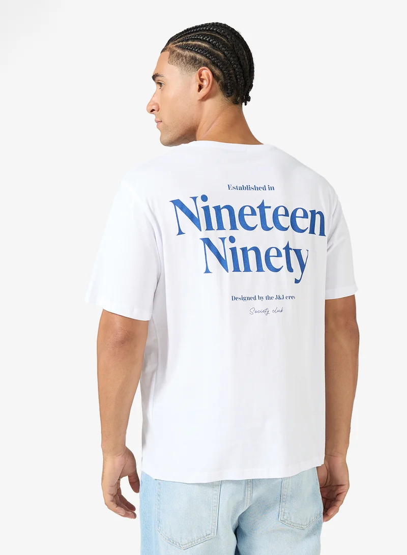 JACK & JONES Text Print Regular Fit Crew Neck T-Shirt