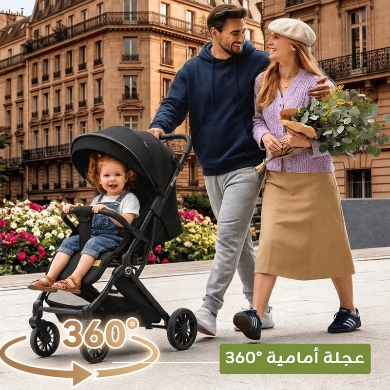 hibobi Premium Lightweight Baby Stroller,One-Hand Fold, UPF50+ Extendable Canopy, All-Terrain Smooth Ride, Safe & Comfortable for Newborns - Image 5