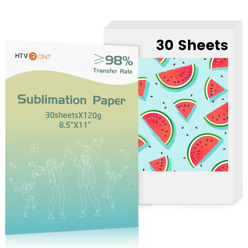 HTVRONT Sublimation Paper 8.5 x 11 inches - 30 Sheets Sublimation Transfer Paper Compatible with Inkjet Printer, Easy to Transfer 120 gsm Sublimination Paper for tumblers, T-shirts, Mugs - Image 1