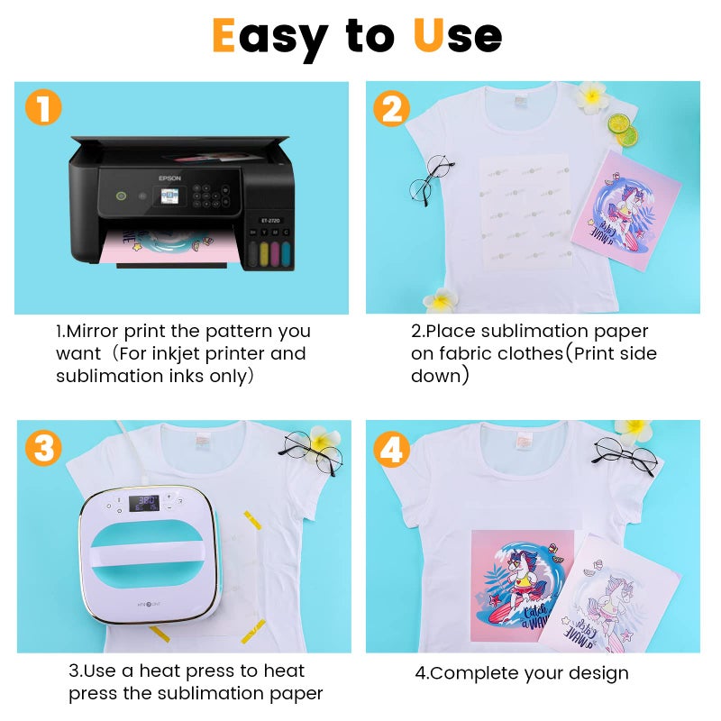 HTVRONT Sublimation Paper 8.5 x 11 inches - 30 Sheets Sublimation Transfer Paper Compatible with Inkjet Printer, Easy to Transfer 120 gsm Sublimination Paper for tumblers, T-shirts, Mugs - Image 5