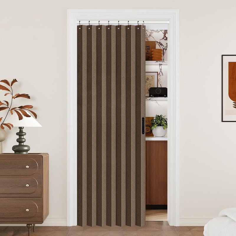 Vatge Door Curtains for Doorways - Brown Curtains for Closets Doors Privacy Room Divider for Room Separation,1 Panel with Tieback, W39 x L78, Brown - Image 1