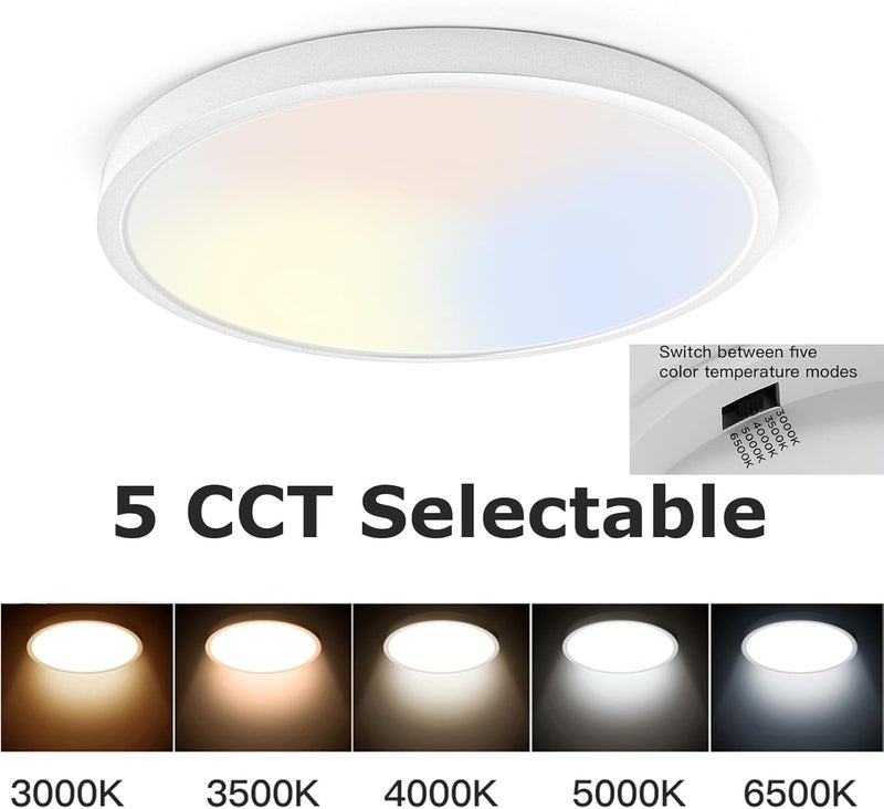 TALOYA LED Ceiling Light Living Room White, 15.8 Inch Thin Flat Modern Flush Mount Lighting Fixture for Bedroom,5 Color Temperatures in 1, 24w Round 0.94 Inch Thickness - Image 2