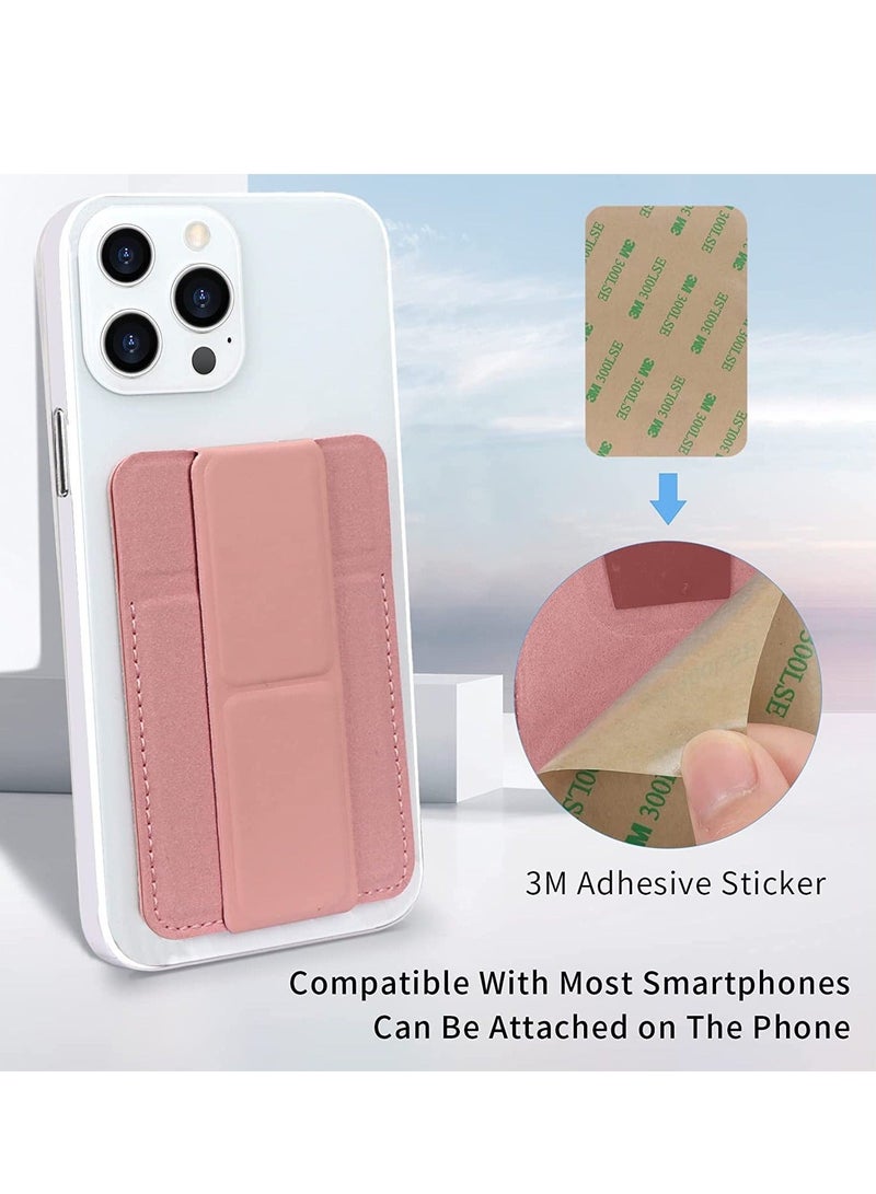 Captaintech Card Holder with Stand for Back of Phone, Universal Self-adhesive PU Leather Credit Cards Holder Wallet for Cell Phone Smart Phone Pink - Image 3