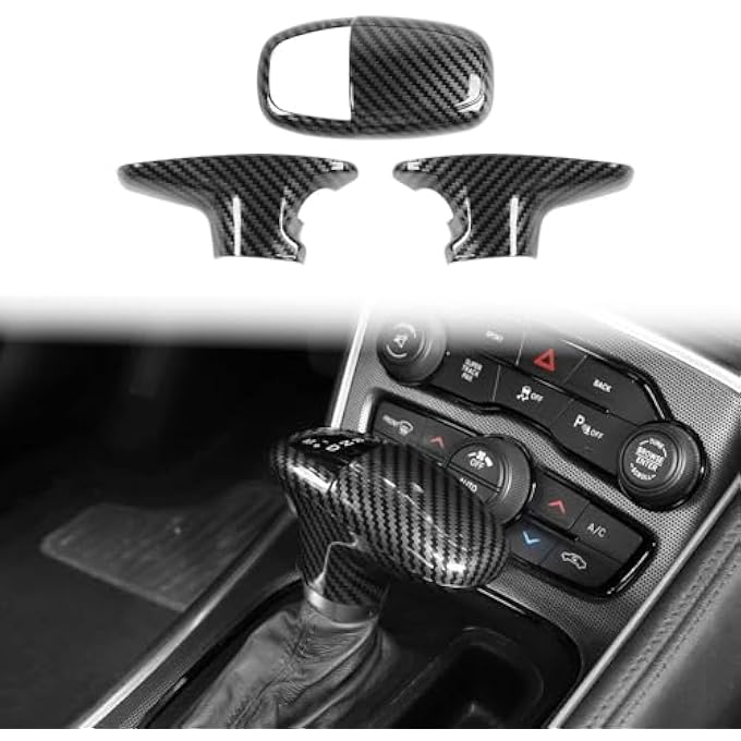 ريحني غطاء مقابض ناقل الحركة من ألياف الكربون ABS متوافق مع 20152024 دودج تشالنجر 20182024 ملحقات داخلية دورانغو - Image 2