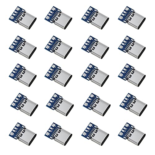 Teansic 20 Pcs USB 3.1 Type C Female Plug Socket Connector with PCB Board 24 pin DIY Data Line Interface Female Socket - Image 1