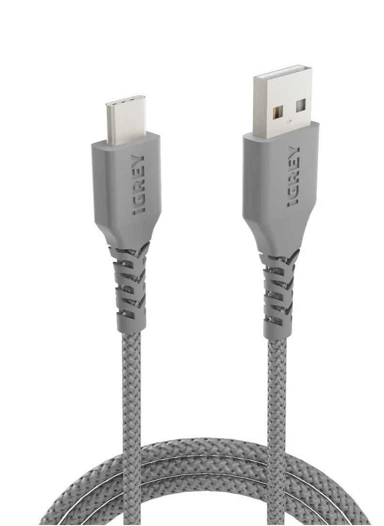 كيبل اي جراي USB-A - USB-C  بطول 1 متر - كابل صناعة سعودية و متوافق مع الاجهزة التي تدعم منفذ التايب سي