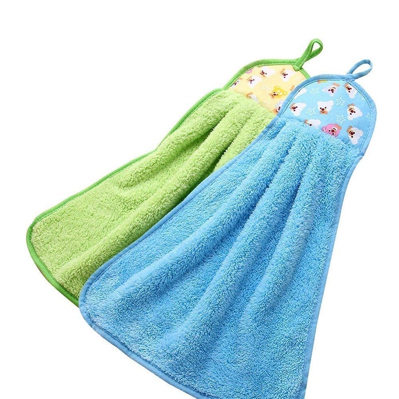 Swabs swabs® Super Soft Microfiber Wash Basin Hanging Hand Kitchen Towel Set | Napkin with Ties | 100% Cotton (Pack of 3, Multicolor) - Image 2