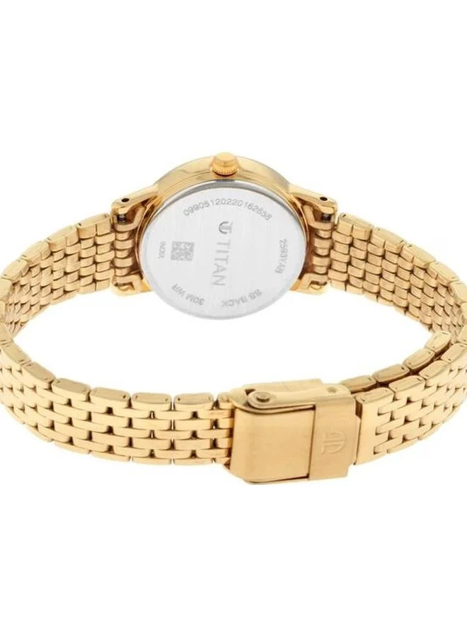 TITAN Women's Analog Display Watch With Gold Metal Strap - 2593YM02