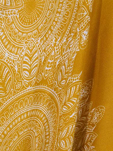 Moss Rose Women's Beach Cover up Swimsuit Kimono with Bohemian Floral Print, Loose Casual Resort Wear Mustard - Image 5