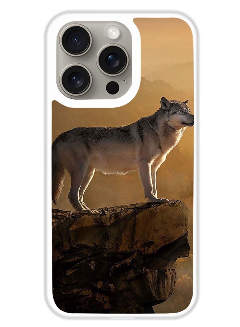 Theodor Protective Case Cover For APPLE IPHONE 15 Pro Max Real Wolf (White Bumper) - Image 1