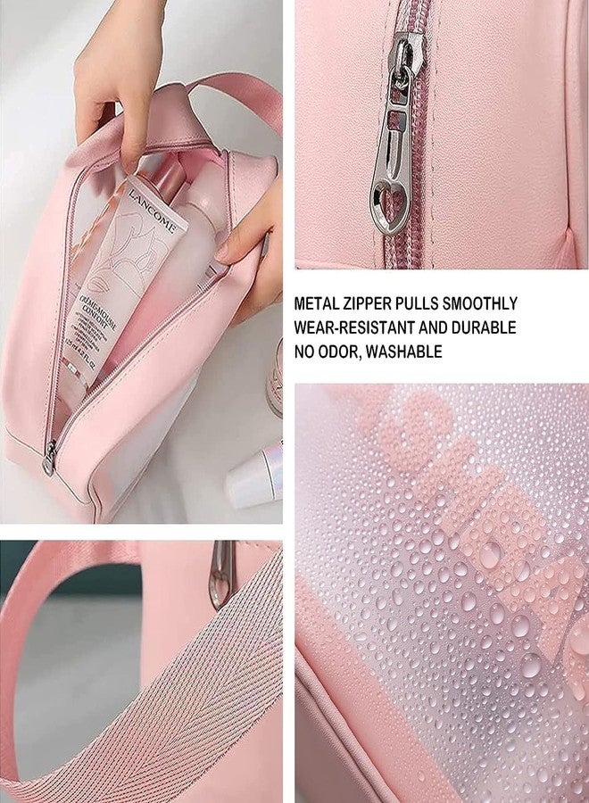 SKYWORK حقيبة أدوات تجميل شفافة من سكاي وورك للنساء، طقم 3 قطع، حقائب مستحضرات تجميل، حقائب غسيل للسفر، حقائب مكياج، منظم حمام للعطلات للنساء والفتيات، أسود، حقيبة غسيل للسفر - Image 5