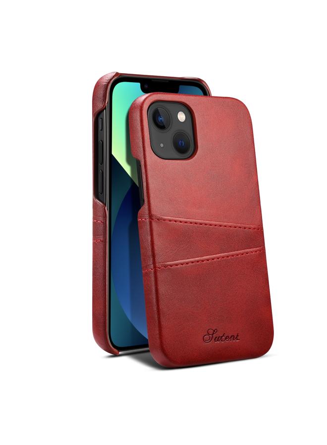 Suteni Case For iPhone 14 Calf Texture Card Slots Phone Case - Image 1