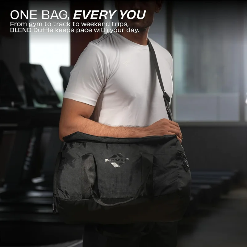 نيفيا Nivia Blend Gym Duffle Bag with Dedicated Shoe Pocket and Spacious Compartment - 20 Litres (Black)