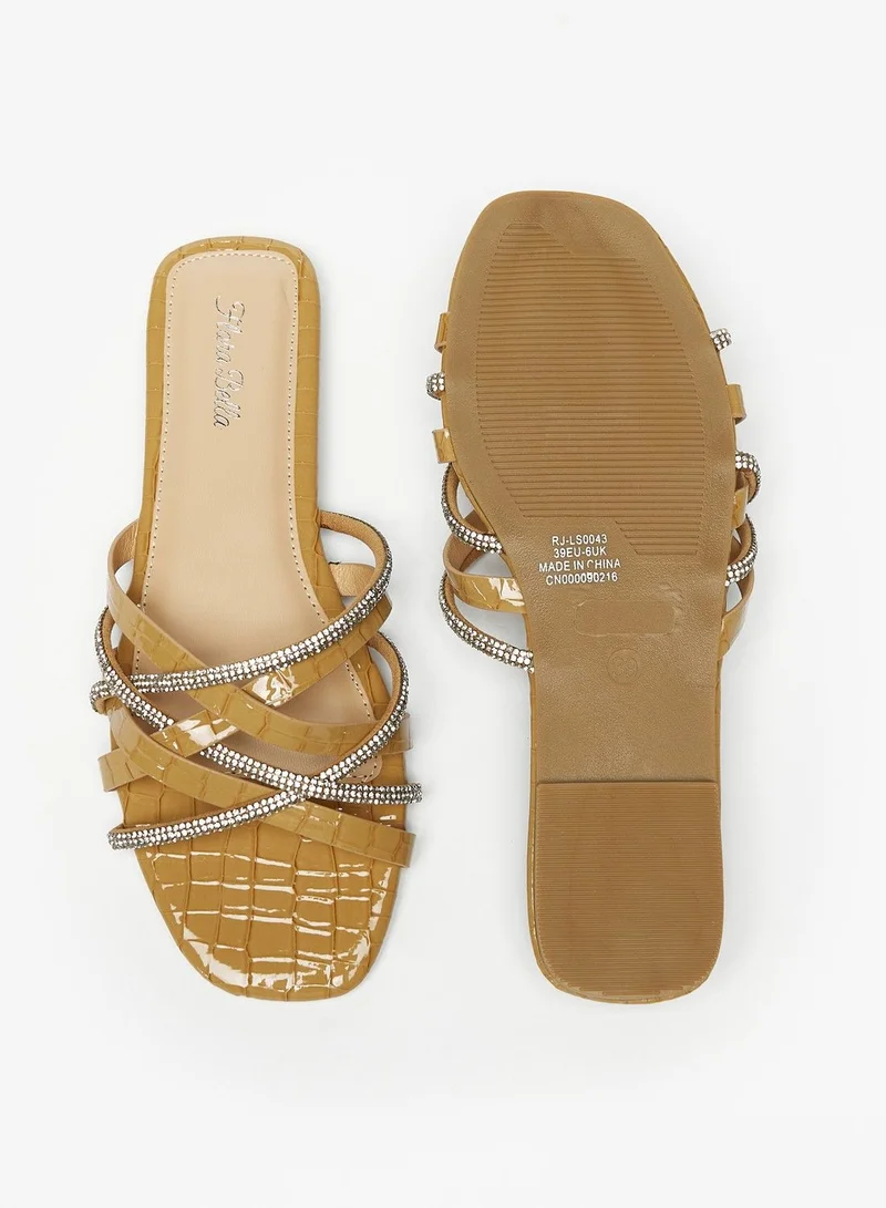 فلورا بيلا Embellished Cross Strap Slide Sandals