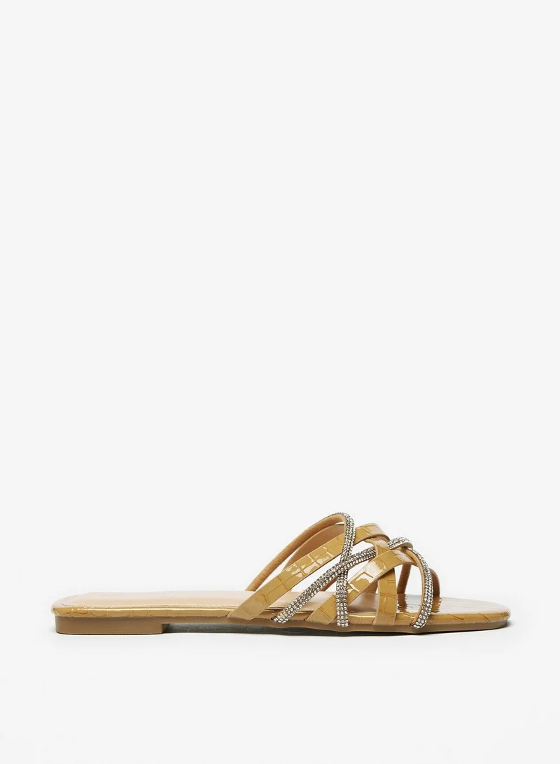 فلورا بيلا Embellished Cross Strap Slide Sandals