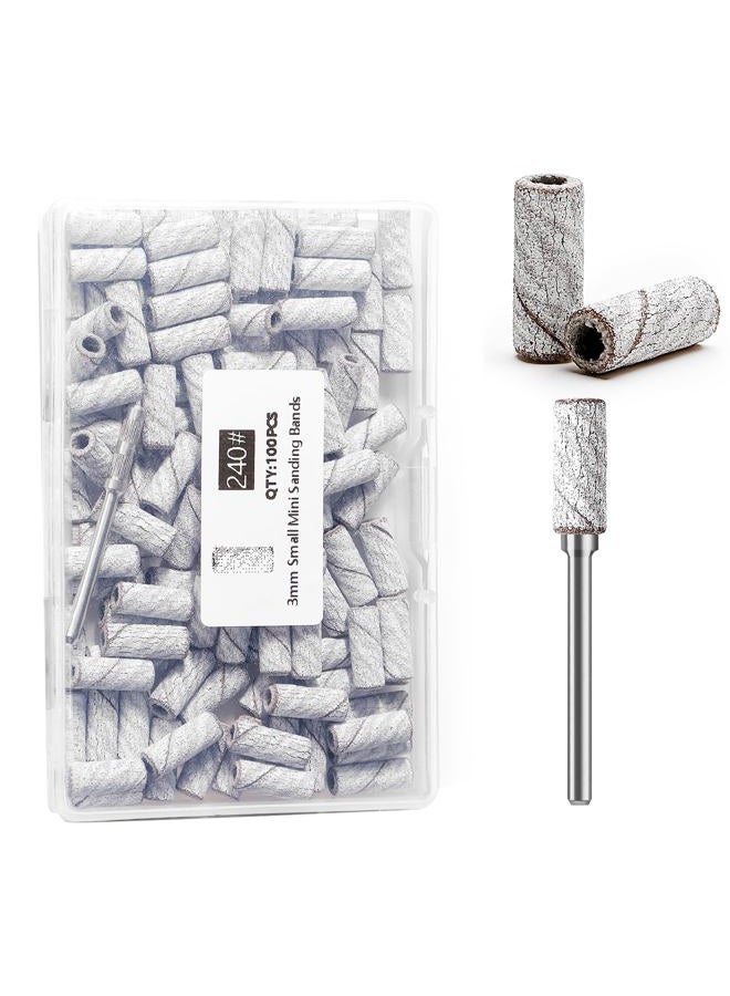 ERUIKA 100pcs Nail Drill Bits Small Sanding Bands with Upgrade 3.1mm Mandrel Bit, 240 Extra Fine Grit Nail File Sanding Bands for Acrylic Nails Gel Removing Shaping Manicures and Pedicure(Zebra,240) - Image 1