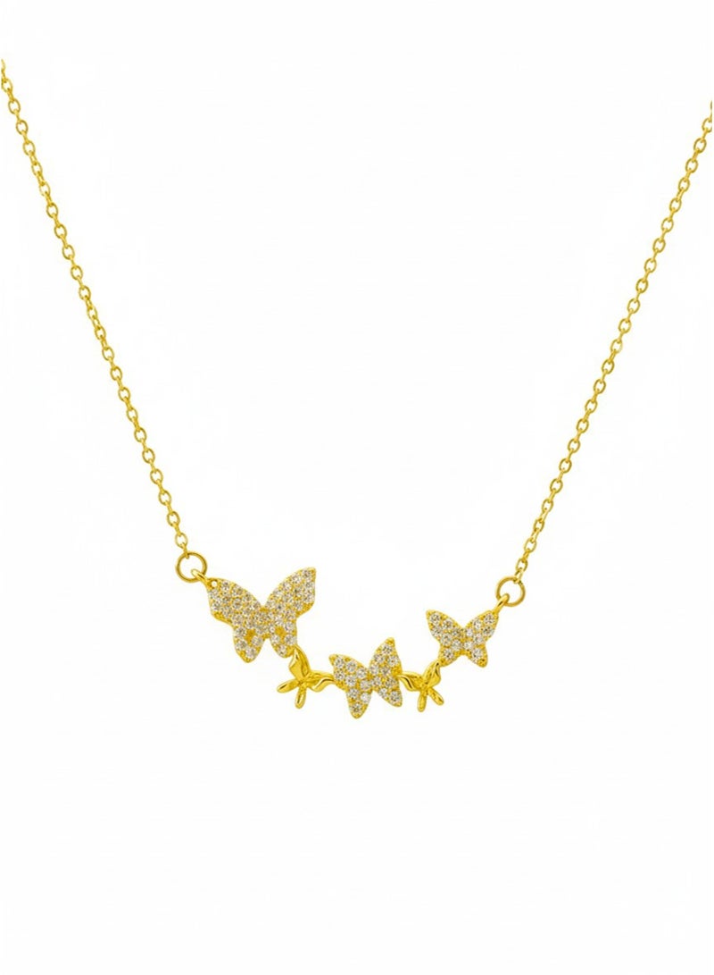 Julia Store 18K Gold Plated Stainless Steel Aesthetic Exquisite Luxury Romantic Elegant Dainty Gold Cute Trendy Minimalist Charm Elegant CZ Butterfly Pendant Necklace For Women Girl Jewelry Gift - Image 1
