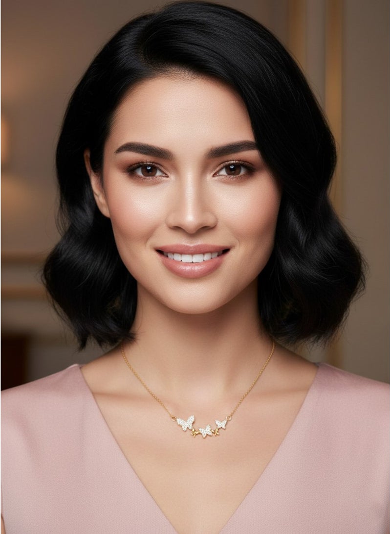 Julia Store 18K Gold Plated Stainless Steel Aesthetic Exquisite Luxury Romantic Elegant Dainty Gold Cute Trendy Minimalist Charm Elegant CZ Butterfly Pendant Necklace For Women Girl Jewelry Gift - Image 4