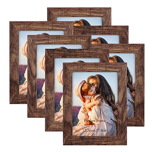 PETAFLOP 5x7 Picture Frame Set of 7 Rustic Frames Display 5 by 7 Inch Photo for Wall or Tabletop - Image 1