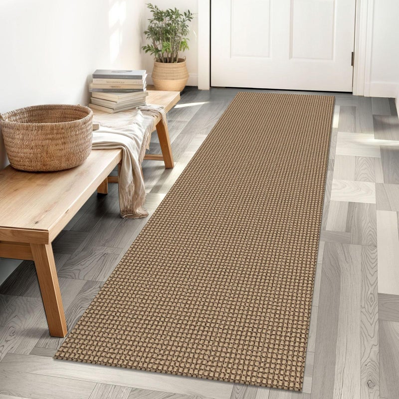 IOHOUZE Washable Runner Rug 2x6 Non Slip Rubber Backed Runners for Hallways Entryway Runner Indoor Kitchen Rugs Woven Cotton Floor Carpet for Hall Entrance Bedroom OrangeTanBrown