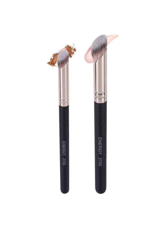 Energy Foundation Brushes Set - Angled Brush & Mini Concealer Brush Premium Synthetic Eye Makeup Bushes for Blending Liquid Foundation Cream Powder Cosmetics 270S/370S - Image 1