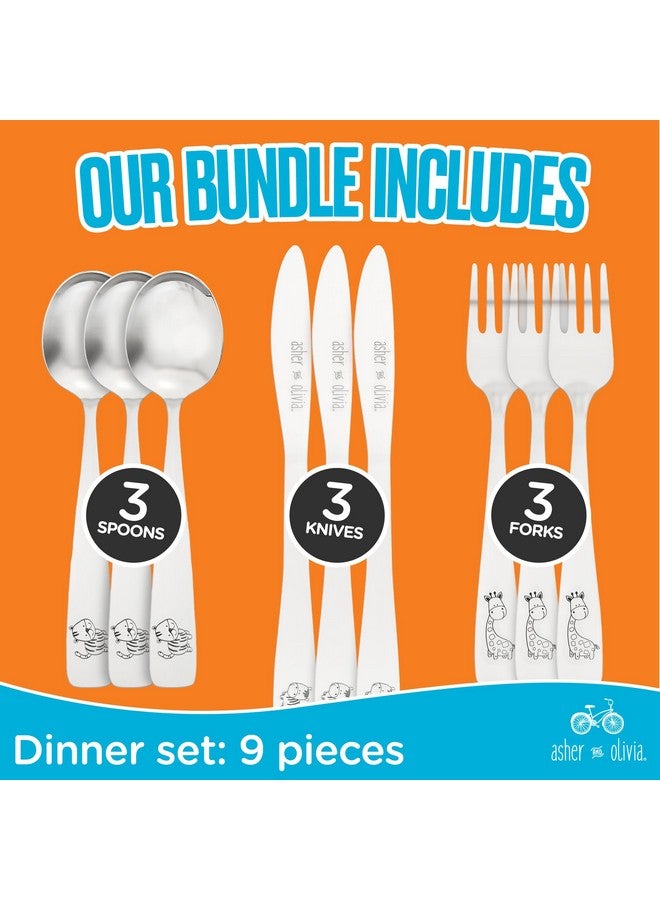Kids and Toddler Utensils Silverware Set - 9-Piece Toddler Silverware Includes 3 Forks 3 Spoons and 3 Kid-Friendly Knives - kids Metal silverware Flatware Cutlery Set for Preschooler Baby Child