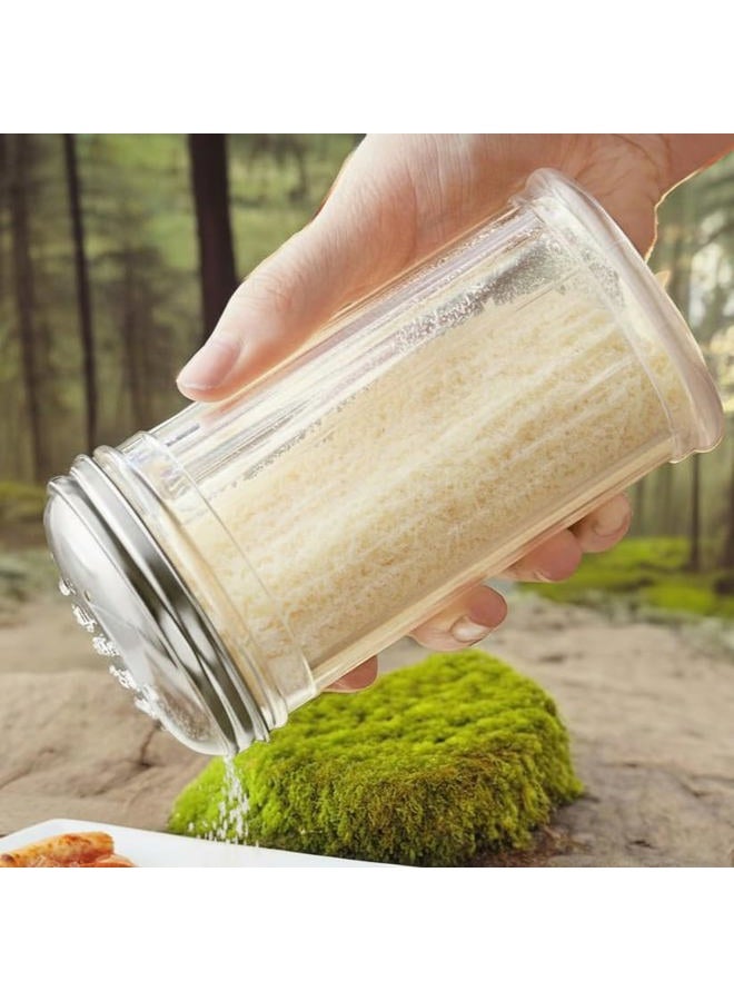 GEEX DEPOT 12 Oz Parmesan Cheese Shaker/salt and pepper shakers with Stainless Steel Lid, Clear Plastic seasoning shaker, sugar/spice dispenser, large salt and pepper shakers (360 ml) (2, 12 Oz) - Image 2