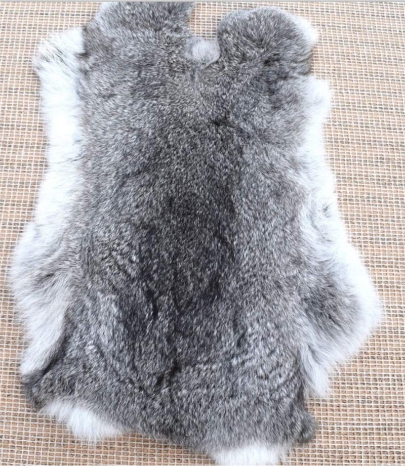 Natural Tanned Rabbit Hide Skin 12 by 14 Rabbit Pelt with Sewing Quality Leather Natural Gray
