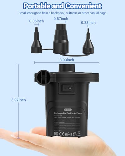 Dr.meter Air Pump for Inflatables, Rechargeable 4000mAh Battery Air Mattress Pump - Portable Quick-Fill Inflator Deflator for Outdoor Camping Inflatable Pool Float Boat Raft Yoga Ball Swim Ring Airbed - Image 5