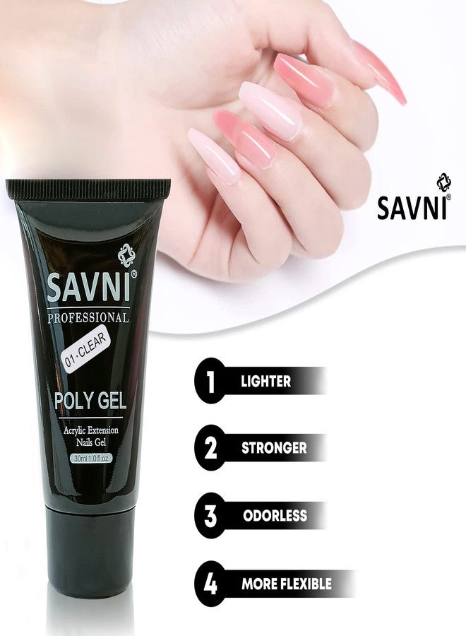 Savni combo of white, pink and clear 30 ml nail uv polygel (total 90 ml) - Image 2