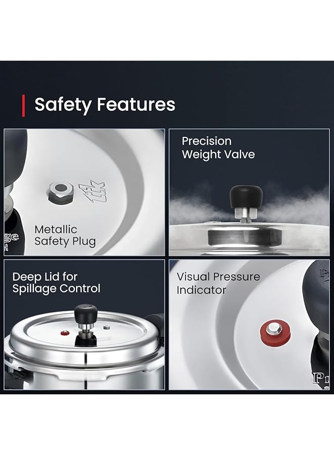 برستيج قدر ضغط ديلوكس ألفا سفاتش، سعة 3 لترات | فولاذ مقاوم للصدأ | متوافق مع الحث | قاعدة مضادة للانتفاخ | مؤشر ضغط فريد فضي - Image 4