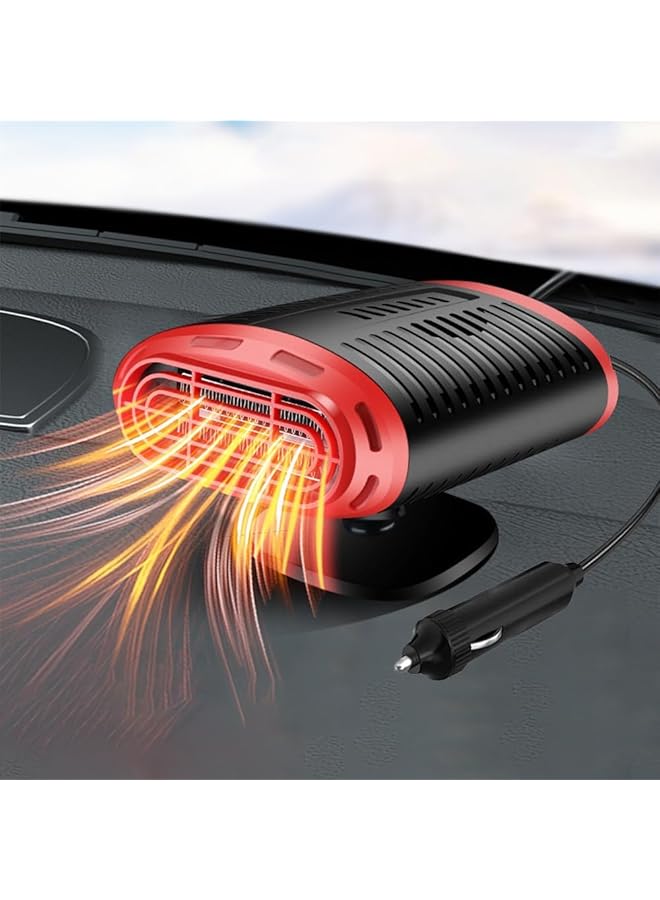 erorex Car Heater 12V 150W Portable Car Heater That Plugs Into Cigarette Lighter 2 In 1 Car Heating And Cooling Fan Car Windshield Defroster Demister For Winter 10S Fast Heating 360° Rotatable Base Red - Image 1