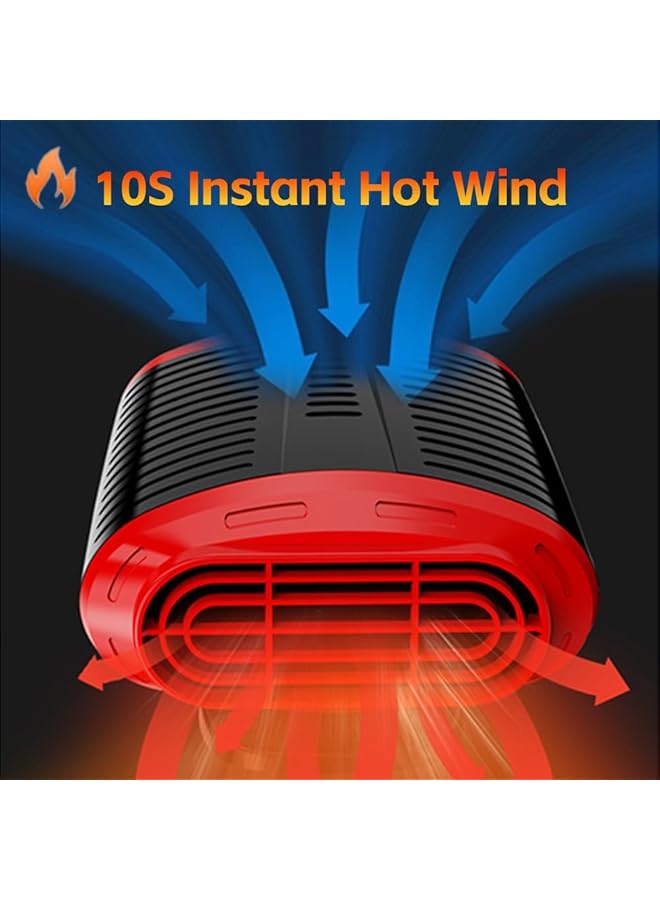 erorex Car Heater 12V 150W Portable Car Heater That Plugs Into Cigarette Lighter 2 In 1 Car Heating And Cooling Fan Car Windshield Defroster Demister For Winter 10S Fast Heating 360° Rotatable Base Red - Image 3