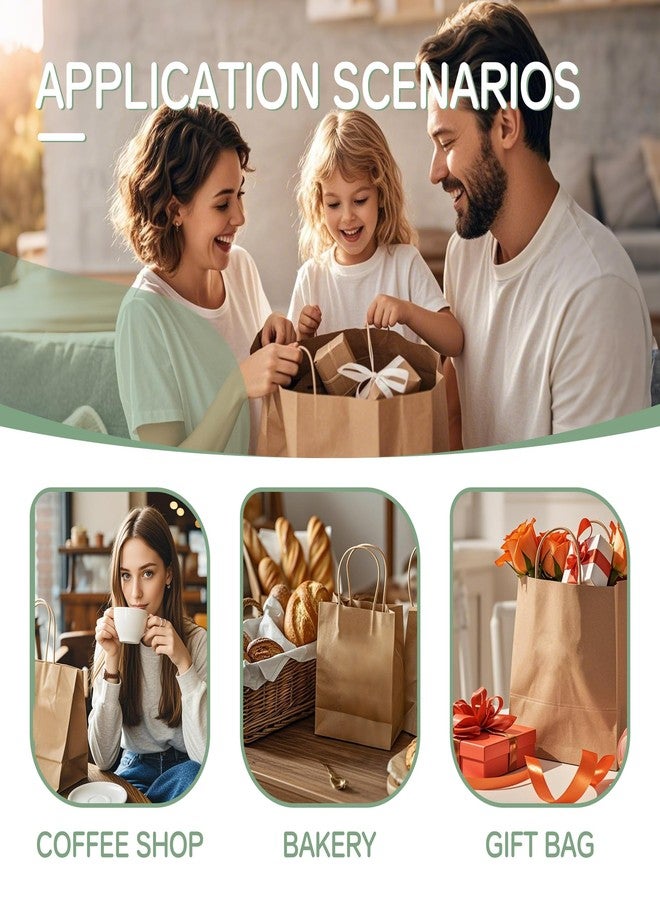 ECOEXTRA أكياس هدايا إيكو إكسترا، 100 كيس ورقي بني بمقابض، عبوة كبيرة، مقاس 8×4.5×10.8 بوصة، أكياس هدايا ورقية متوسطة الحجم، أكياس ورقية كرافت، مناسبة لتسوق البقالة والتجزئة، هدايا حفلات أعياد الميلاد، أكياس حفلات الزفاف - Image 5