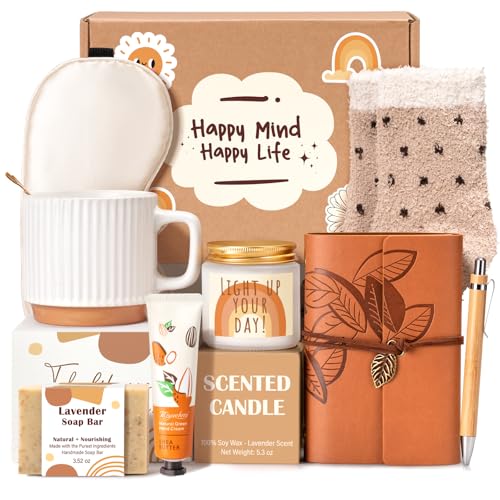 Suhctuptx Gift Baskets for Women, 9pcs Unique Happy Birthday Gifts for Women, Thank You Basket Christmas Ideas Box w/ Coffee Mug Her Mom Friend Teacher Coworker, Best Employee Appreciation Gifts - Image 1