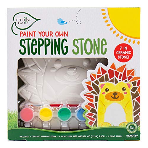 Creative Roots Mosaic Hedgehog Stepping Stone Includes 7Inch Ceramic Stone 6 Vibrant Paints DIY Garden Stepping Stone Kit for Kids Ages 6 - Image 1