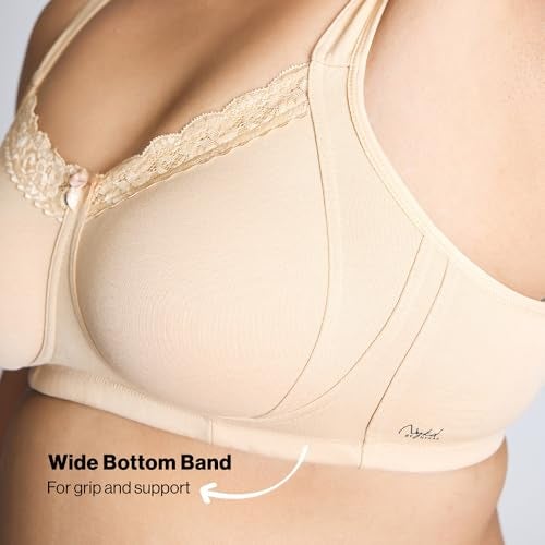 NYKD (NYB190 Cotton Non Padded & Non Wired Everyday Lace Bra for Women | Full Coverage Bra with Super Soft Wide & Thick Straps - Nude - Image 4