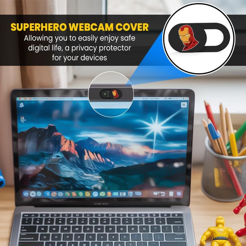 Tsyfro Ultra-Slim Laptop Camera Cover Slide | 0.03 Inch Thick | Upholds Digital Privacy | Compatible with Mobiles, Tablets, Desktops & Laptops (Super Hero Set 2-6 Pack) - Image 2
