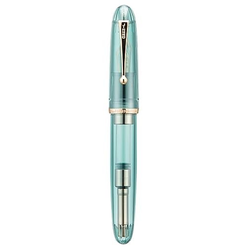 Wikult Jinhao 9019 DaDao Series Fountain Pen, Size 8 Medium Nib with Large Ink Converter, Transparent Light Blue Acrylic Design Smooth Writing Pen (Gold Trim) - Image 3