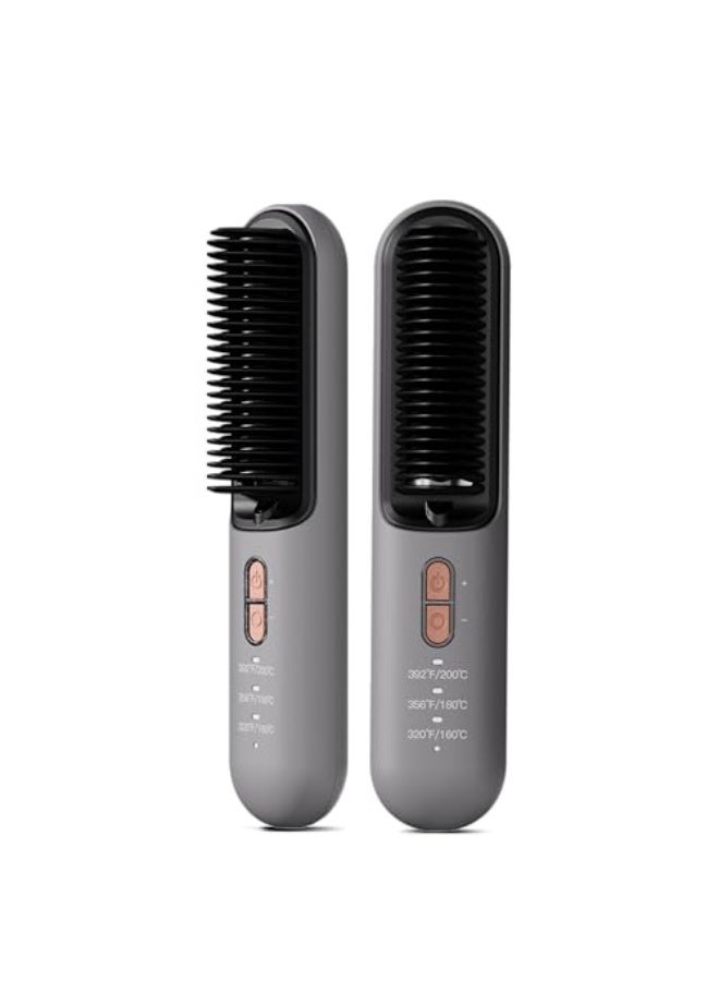 Cordless Hair Straightener Brush – Mini Ionic Hot Comb with Constant Temperature  Negative Ion Protection, 3 Adjustable Heat Levels, Anti-Scalding, USB-C Rechargeable, Portable Straightening Brush fo - Image 1