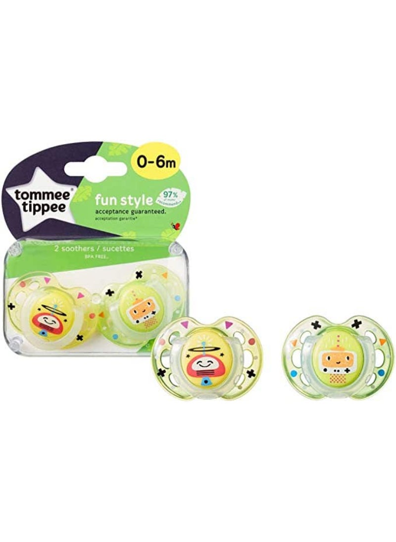Tommee Tippee UK Tommee Tippee Soothers - Fun Style 0-6 M - 2 Pcs