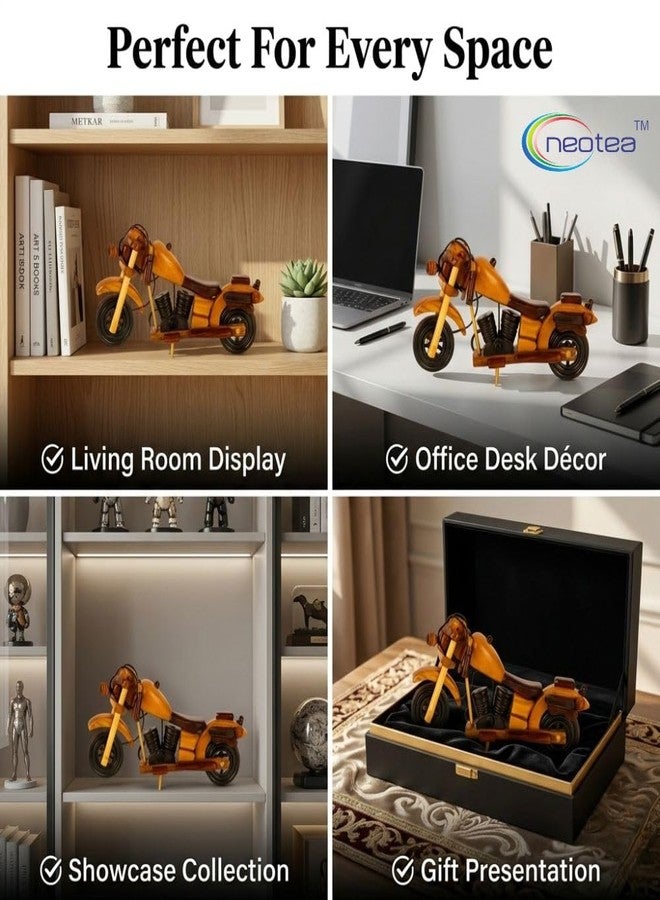 neotea Wooden Bike with Side Stand Multicolored 8 Inch Pack of 1 - Image 4